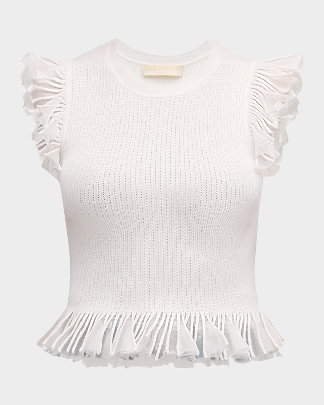 Leila Ribbed Ruffle Top
